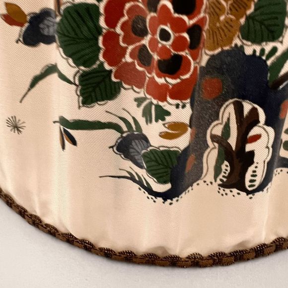 Rare Vintage Royal Delft Hand-Painted Silk Pleated Lamp Shade - Picture 4 of 11